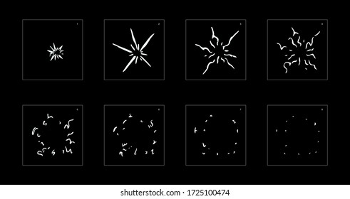 Shine explosion effect. Smoke explosion animation effect. Animation Sprite sheet for games, cartoon or animation. vector style animation effect 1385.