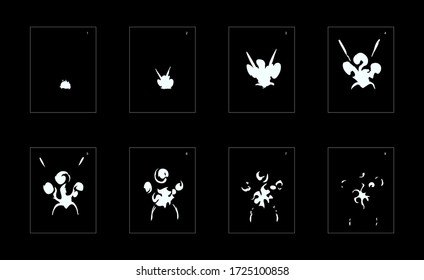 Shine explosion effect. Smoke explosion animation effect. Animation Sprite sheet for games, cartoon or animation. vector style animation effect 1367.