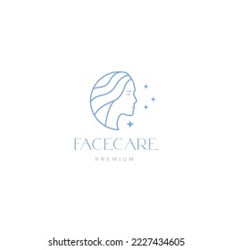 shine face care women and hair aesthetic minimalist logo design vector