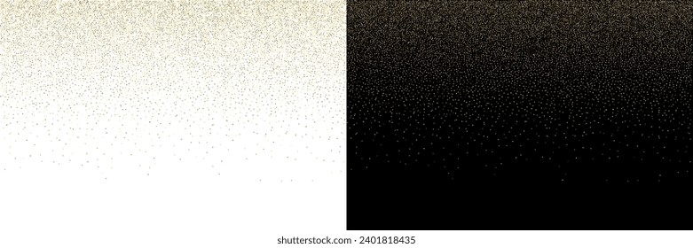 Luces de polvo de oro en caída brillante, luz de partículas brillantes amarillas caen fondo transparente, brillantes chispas partículas de polvo doradas, polvo abstracto de oro de Navidad y fondo de resplandor - vector