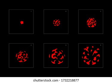Efecto de fuego brillante. Efecto de animación de explosión de incendio. Animación Sprite sheet para juegos, dibujos animados o animación. efecto de animación de estilo vectorial 1580.