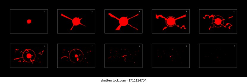 Shine fire exploration animation effect sprite sheet. energy animation effect.  frame by frame classic animation sprite sheet for game, cartoon, video, animation or motion