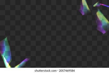 Shine Flare Vector Transparent Background. Holographic Cristal Festive Pattern. Bright Glare Digital Design. Color Realistic Tinsel Poster.