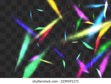 Shine Flare Vector Transparent Background. Neon Reflection Glint Banner. Color Glints Cool Illustration. Rainbow Christmas Glare Backdrop.