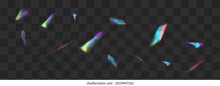 Shine Flash Vector Transparent Panoramic Background. Color Lens Laser Wallpaper. Iridescent Cristal Abstract Backdrop. Rainbow Effect Bokeh Border.