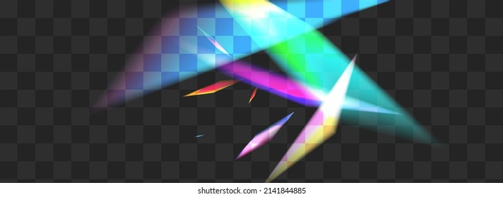 Shine Flash Vector Transparent Panoramic Background. Glow Glare Festive Template. Holo Sparkle Dreamy Poster. Neon Paper Reflection Backdrop.