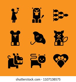 shine, foot, cat and drawing icon set. Vector illustration for web and design.