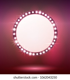 Shine Frame With Bulb Lamp And Stars For Your Design, Vector