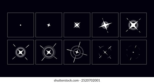 Shine FX animation. Shine light sprite sheet for video game, cartoon, Animation and motion design.