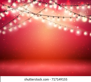 Shine Garland. Greeting Background With Lights, vector