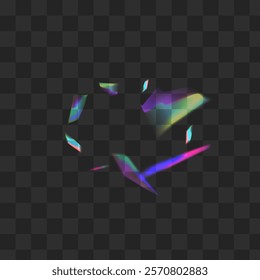 Shine Glare Vector Transparent Background. Light Glitch Christmas Illustration. Hologram Reflection Abstract Banner. Rainbow Dreamy Prism Branch.