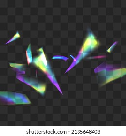 Shine Glints Vector Transparent Background. Rainbow Refraction Digital Brochure. Glow Tinsel Glint Poster. Hologram Realistic Flash Banner.