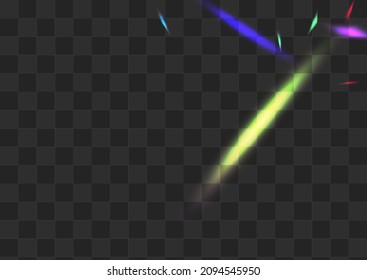 Shine Glitch Vector Transparent Background. Rainbow Cristal Falling Banner. Light Spectrum Digital Poster. Holographic Carnival Blur Branch.