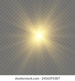 Shine glowing stars. Golden vector lights and sparks isolated. Vector illustration