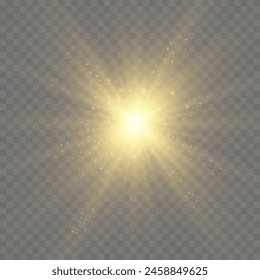 Shine glowing stars. Golden vector lights and sparks isolated. Vector illustration