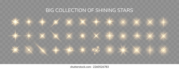 Shine glowing stars. Vector Golden Sparks. 
