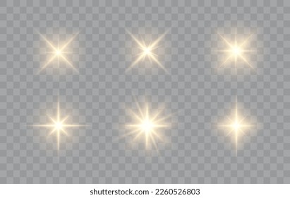 Shine glowing stars. Vector Golden Sparks. 