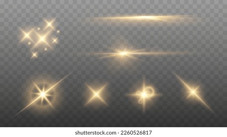 Brillantes estrellas brillantes. El vector Golden Sparks. 