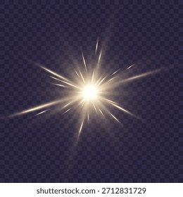 Shine gold star. light with sparkle effect. Glowing yellow light, magic star sparks.