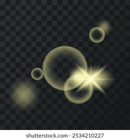 Shine gold yellow bright light effect with rays and highlight glitter
