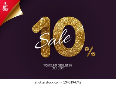 Shine golden sale 10% off, made from small gold glitter squares, pixel style. For sale and discount offers.