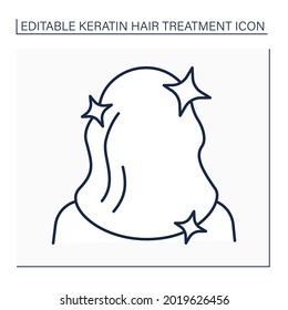 Shine Hair Line Icon. Healthy, Long, Well-groomed Haircut. Keratin Treatment. Beauty Procedure Concept. Isolated Vector Illustration. Editable Stroke