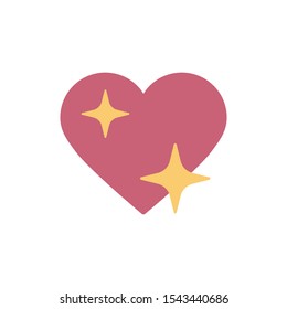 Shine Heart Emoji Sign Icon With The Sparkle Star Isolated On White Background. Vector Illustration. Eps 10.