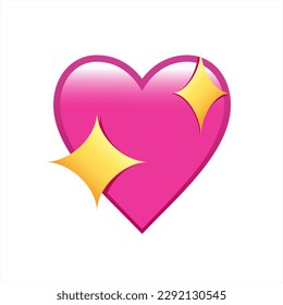 Shine heart emoji sign icon with the sparkle star isolated on white background. Vector 10 eps.