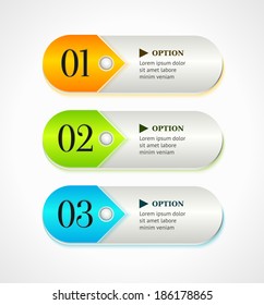 Shine horizontal colorful options banners or buttons. Vector template