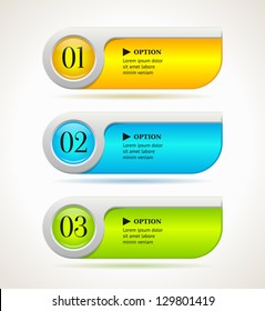 Shine horizontal colorful options banners/buttons template. Vector illustration