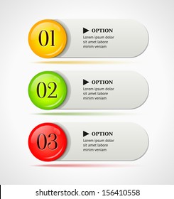 Shine horizontal colorful options banners/buttons template. Vector illustration 