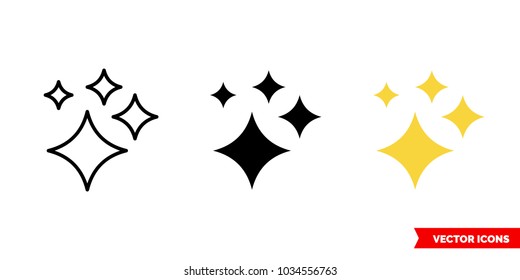 Shine icon of 3 types: color, black and white, outline. Isolated vector sign symbol.