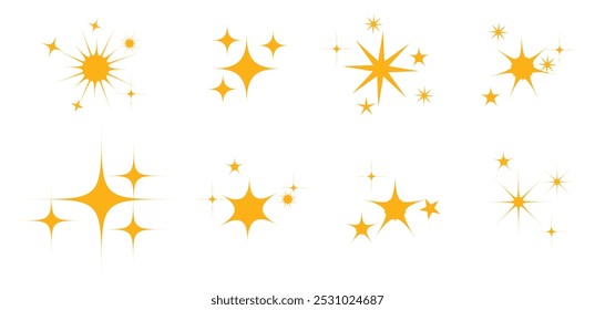 Shine icon, Clean star icon. Cool Sparkle Icons Collection. Shine Effect Sign Vector Design. Set of Star Shapes. Magic Symbols.