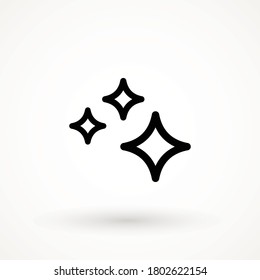 Shine-Symbol, Clean-Star-Symbol funkelnd funkelnde Funkeln Symbol Sparkle einfaches Design Sterne-Zeichen einzeln auf weißem Hintergrund 