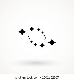 Icono del brillo, icono de la estrella limpia destellando chispas símbolo Sparkle diseño simple El signo de las estrellas está aislado en fondo blanco 