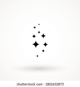 Icono del brillo, icono de la estrella limpia destellando chispas símbolo Sparkle diseño simple El signo de las estrellas está aislado en fondo blanco 