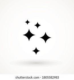 Shine-Symbol, Clean-Star-Symbol funkelnd funkelnde Funkeln Symbol Sparkle einfaches Design Sterne-Zeichen einzeln auf weißem Hintergrund 