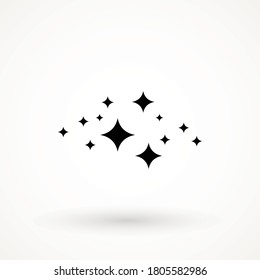 Icono del brillo, icono de la estrella limpia destellando chispas símbolo Sparkle diseño simple El signo de las estrellas está aislado en fondo blanco 