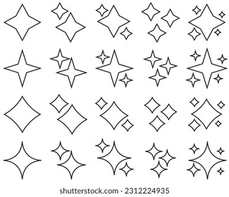Shine icon, Clean star, Sparkling set line icon, logo isolated on white background