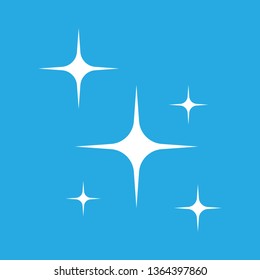 Shine icon, Clean star icon. White icon on blue background.