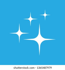 Shine icon, Clean star icon. White icon on blue background.