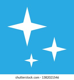 Shine icon,  Clean star icon. White icon on blue background.