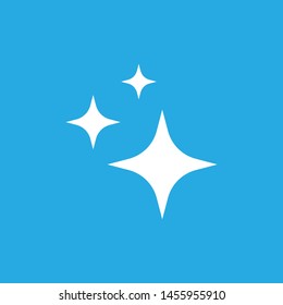 Shine icon,  Clean star icon. White icon on blue background.