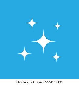 Shine icon,  Clean star icon. White icon on blue background.