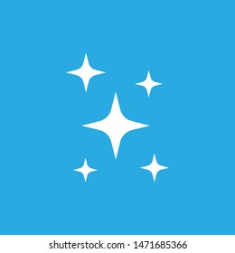 Shine icon,  Clean star icon. White icon on blue background.