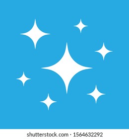 Shine Icon,  Clean Star Icon. White Icon On Blue Background.