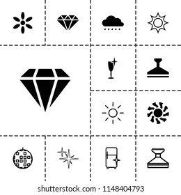 Shine icon. collection of 13 shine filled and outline icons such as sun, clean wine glass, gem, window squeegee, clean fridge. editable shine icons for web and mobile.