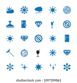 Shine icon. collection of 25 shine filled icons such as sun, diamond, diamond, clean, clean wine glass, clean fridge, no brightness. editable shine icons for web and mobile.