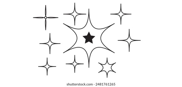  Icono de brillo aislado sobre fondo blanco. Ilustración vectorial.