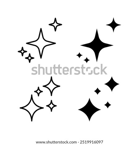 Shine icon set, Clean star icon color editable